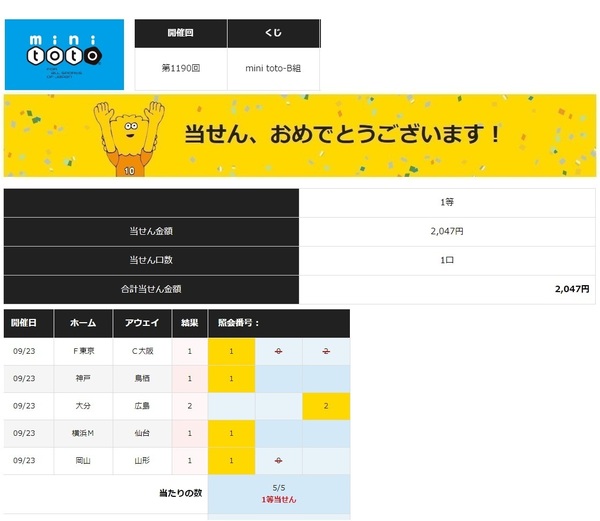 第1190回minitotoB当選.jpg